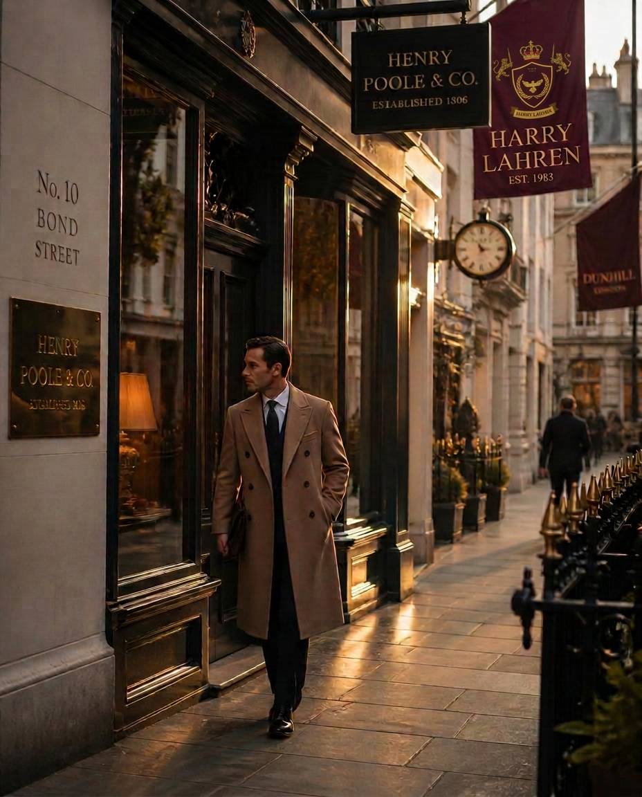 Bond Street, Mayfair, London with the Harry Lahren banner