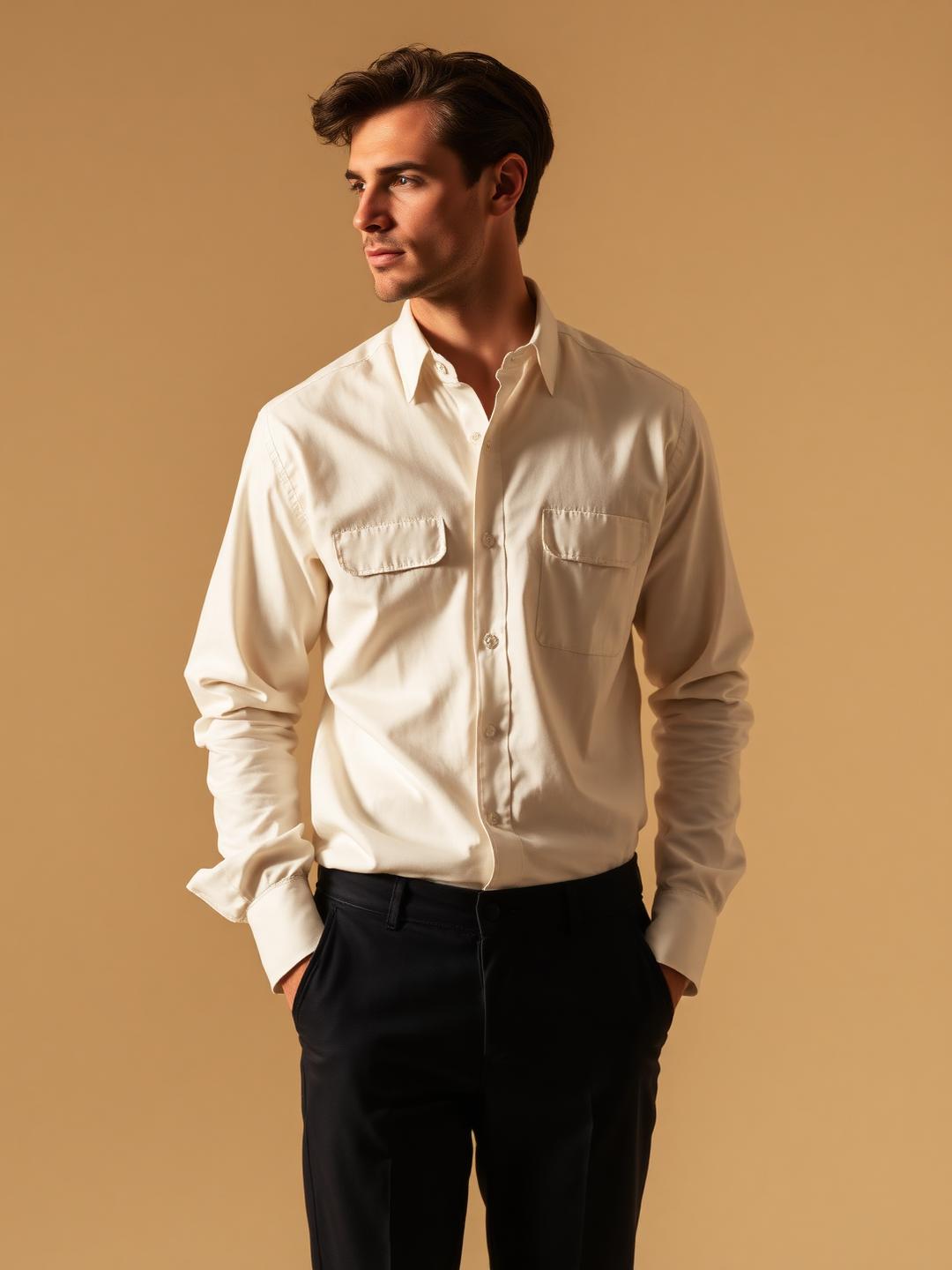The Marlow Shirt — ivory sea-island cotton shirt worn softly
